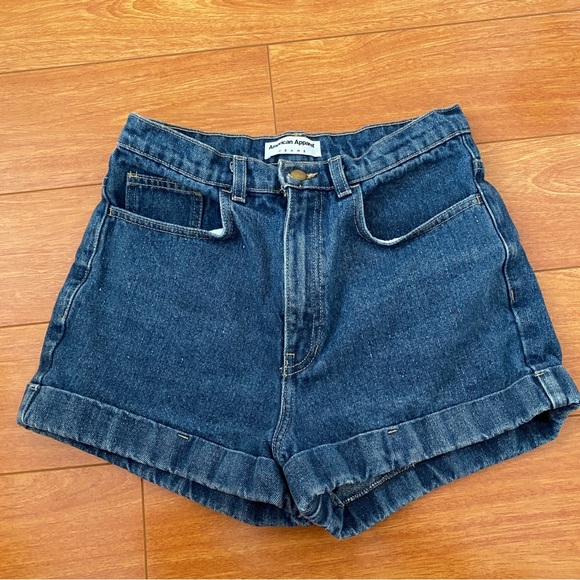 American Apparel Dark Blue Denim High Waisted Shorts